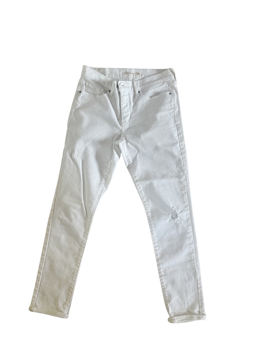 Women’s White Skinny Jeans - Distressed Knee